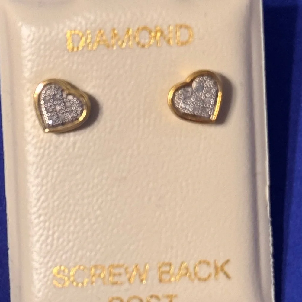 Kids Diamond Accent Heart Stud Earrings in Sterling Silver and 14K Gold plate